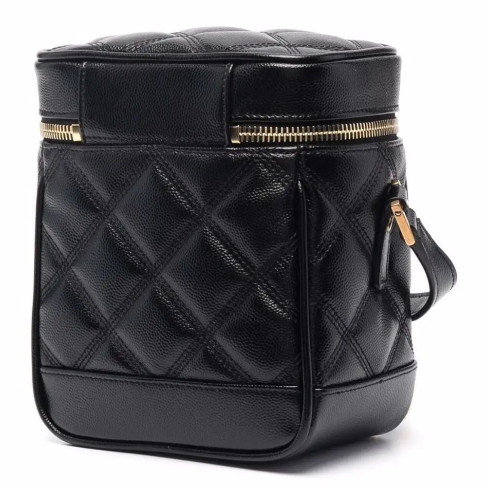 Like NEW! SAINT LAURENT YSL Black Quilted Grain De Poudre Leather 80s Vanity Bag - Picture 5 of 16
